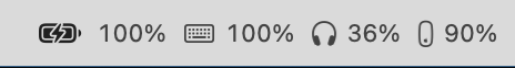 WhatBattery showing accessory battery levels in the menu bar